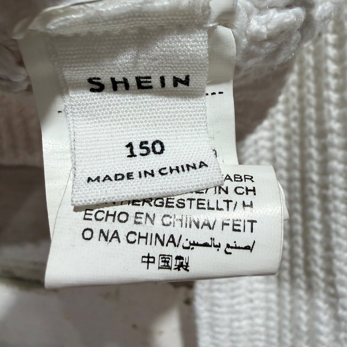 SHEIN Turtleneck Cropped Sweater Girls 12 (150) White Ribbed Knit Winter EUC1