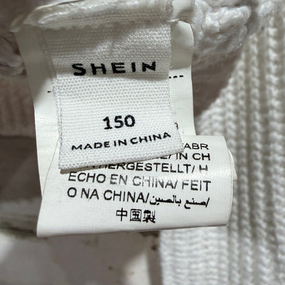 SHEIN Turtleneck Cropped Sweater Girls 12 (150) White Ribbed Knit Winter EUC1