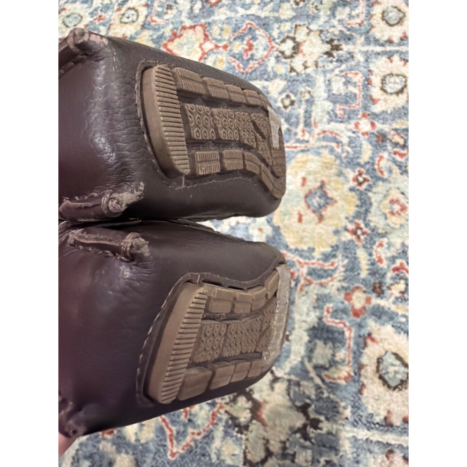 Janie and Jack Loafers Boys Size 7 Brown Pebbled Leather Driving Mocs4