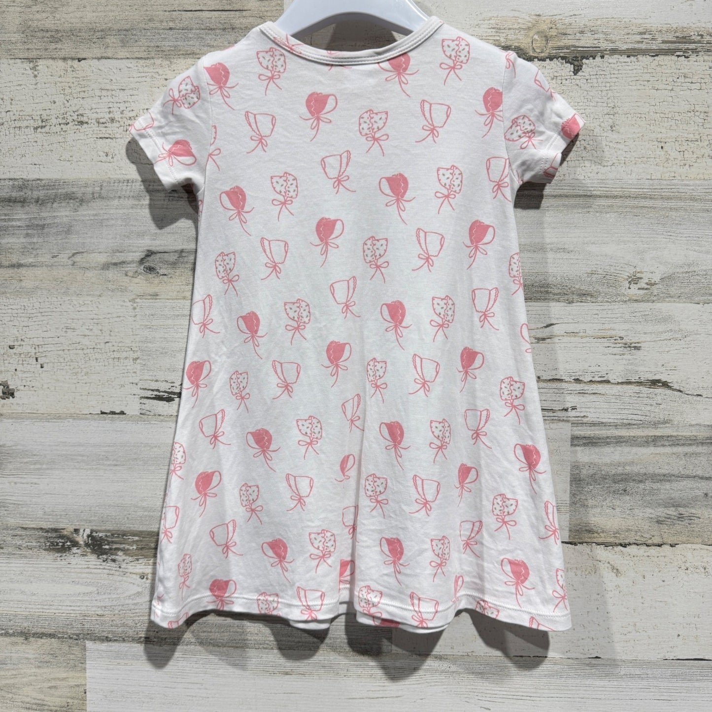 The Beaufort Bonnet Company Dress Girls 3T White Pink Bonnet Print *Flawed4