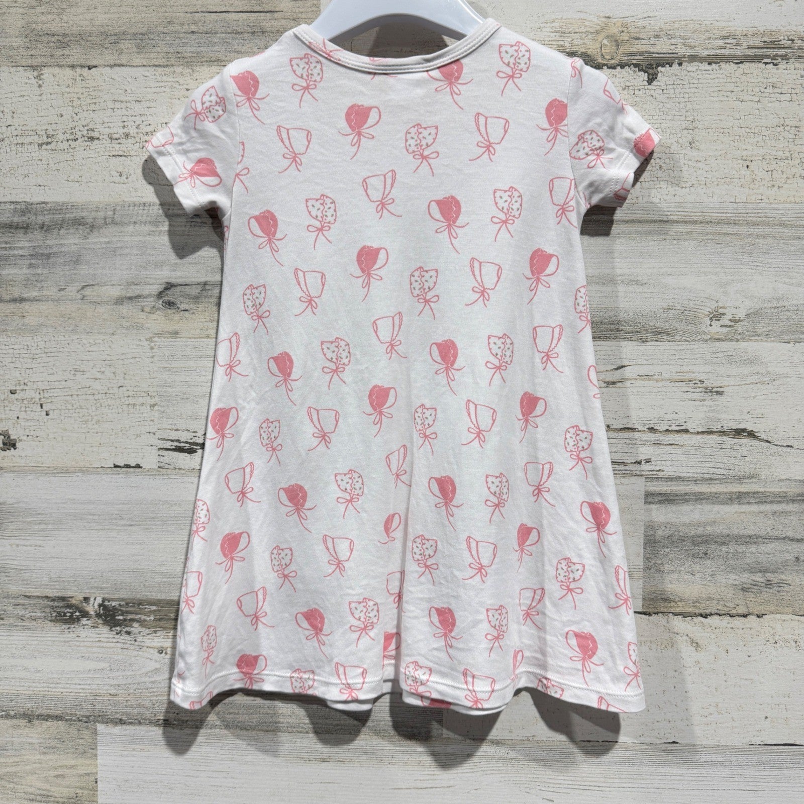 The Beaufort Bonnet Company Dress Girls 3T White Pink Bonnet Print *Flawed4