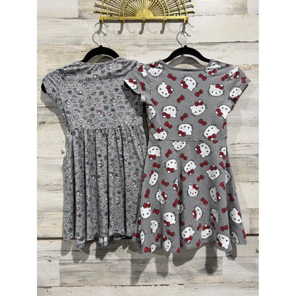 Maddie & Michelle Hello Kitty Girls 7 8 Grey Unicorn Skater Dress Lot EUC3