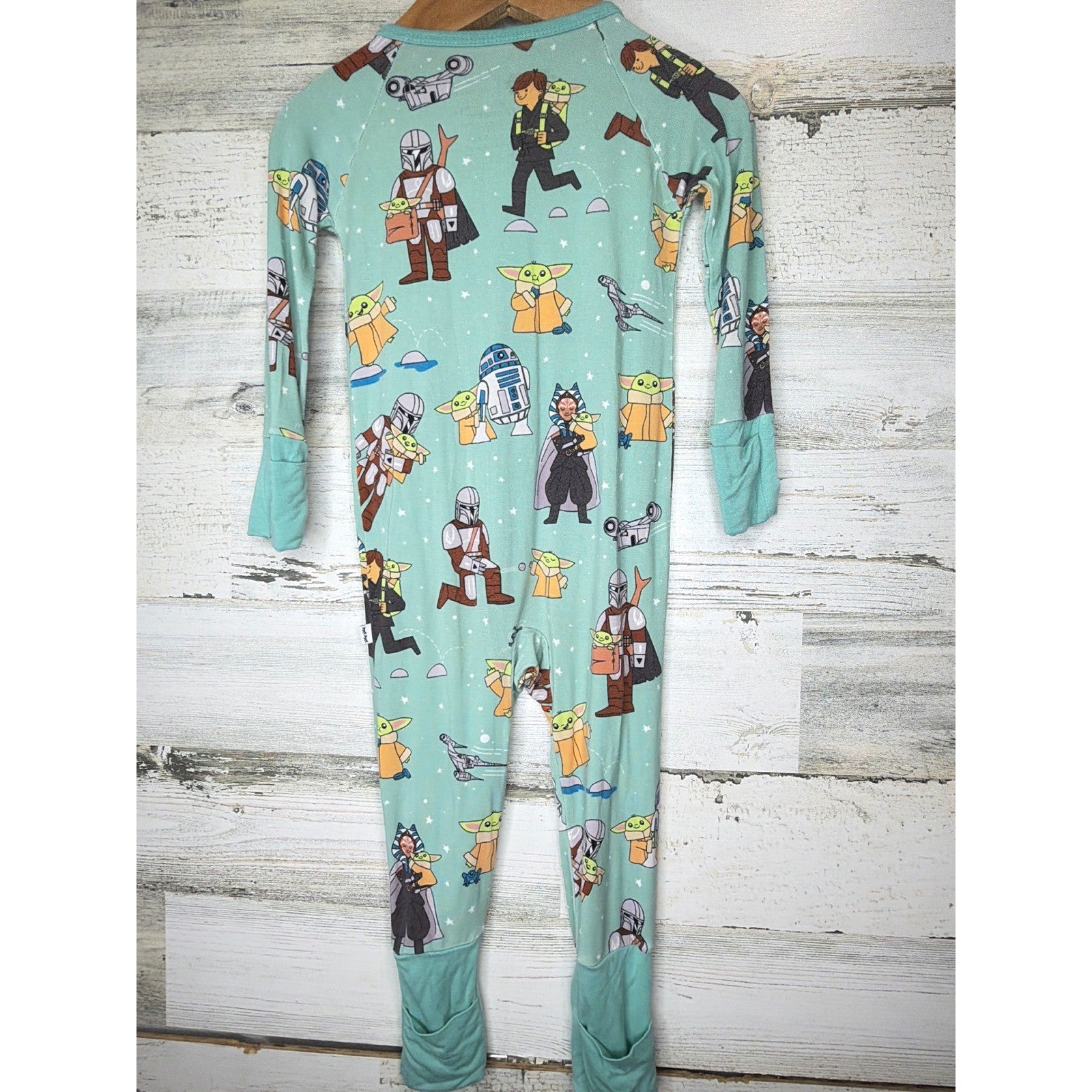 Little Sleepies Sleeper Boys 6-12M Blue Star Wars Bamboo Mandalorian EUC3