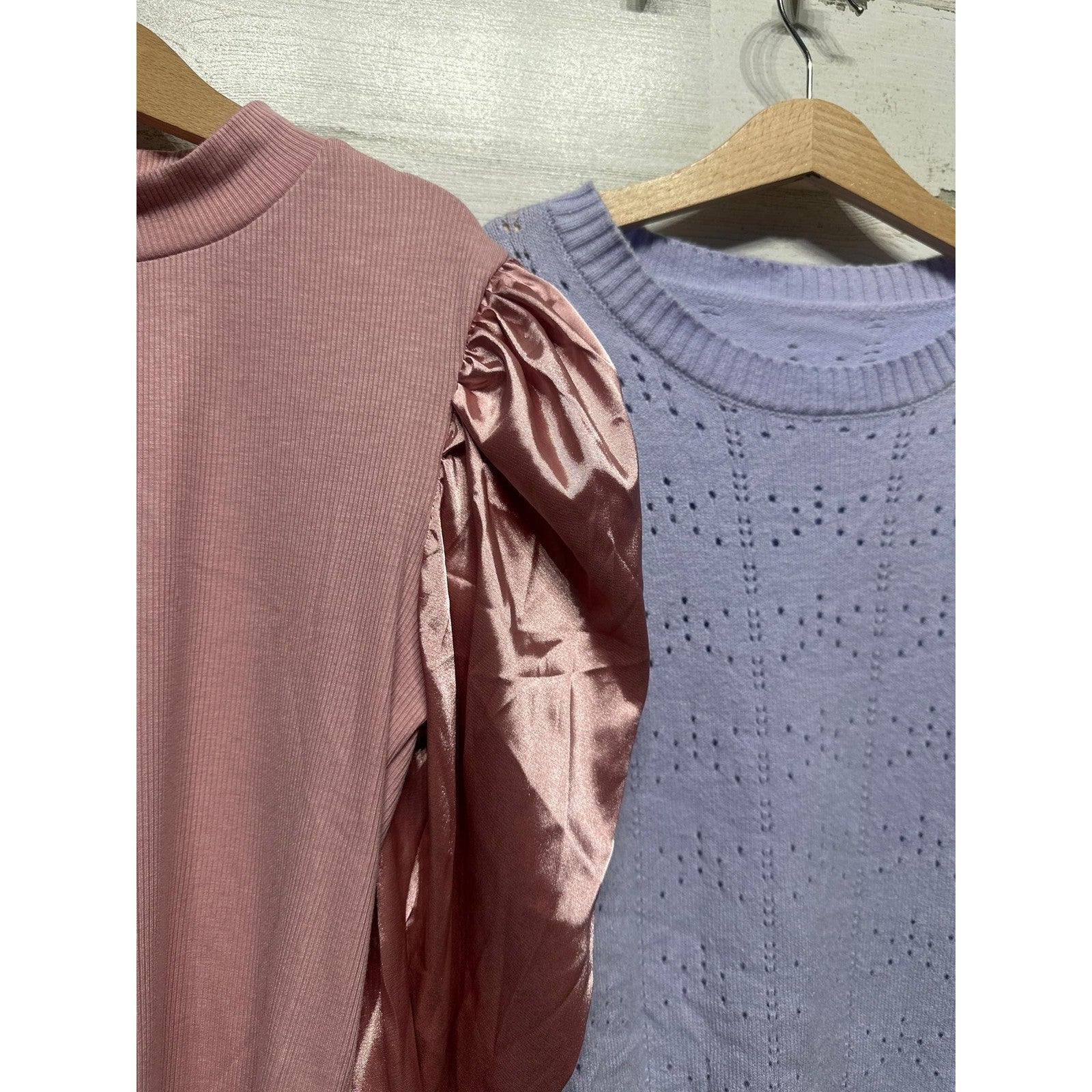 Boutique Tops Bundle Girls 12-14 Pink Purple Satin Puff Sleeve Pointelle EUC1