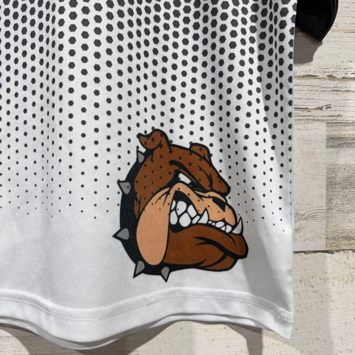 Badger Sport Shirt Youth XS Grey White Hexagon Bulldog Athletic EUC1