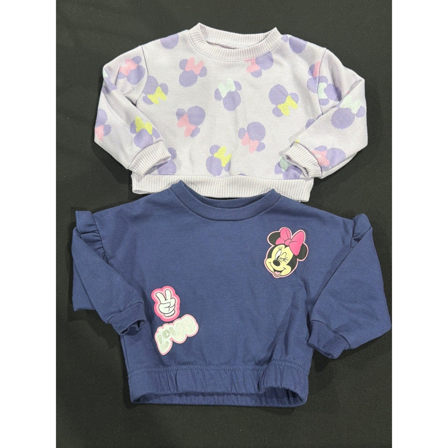 Disney Minnie Mouse Sweatshirt Bundle Girls 18M Purple Blue Ruffle Disneycore0