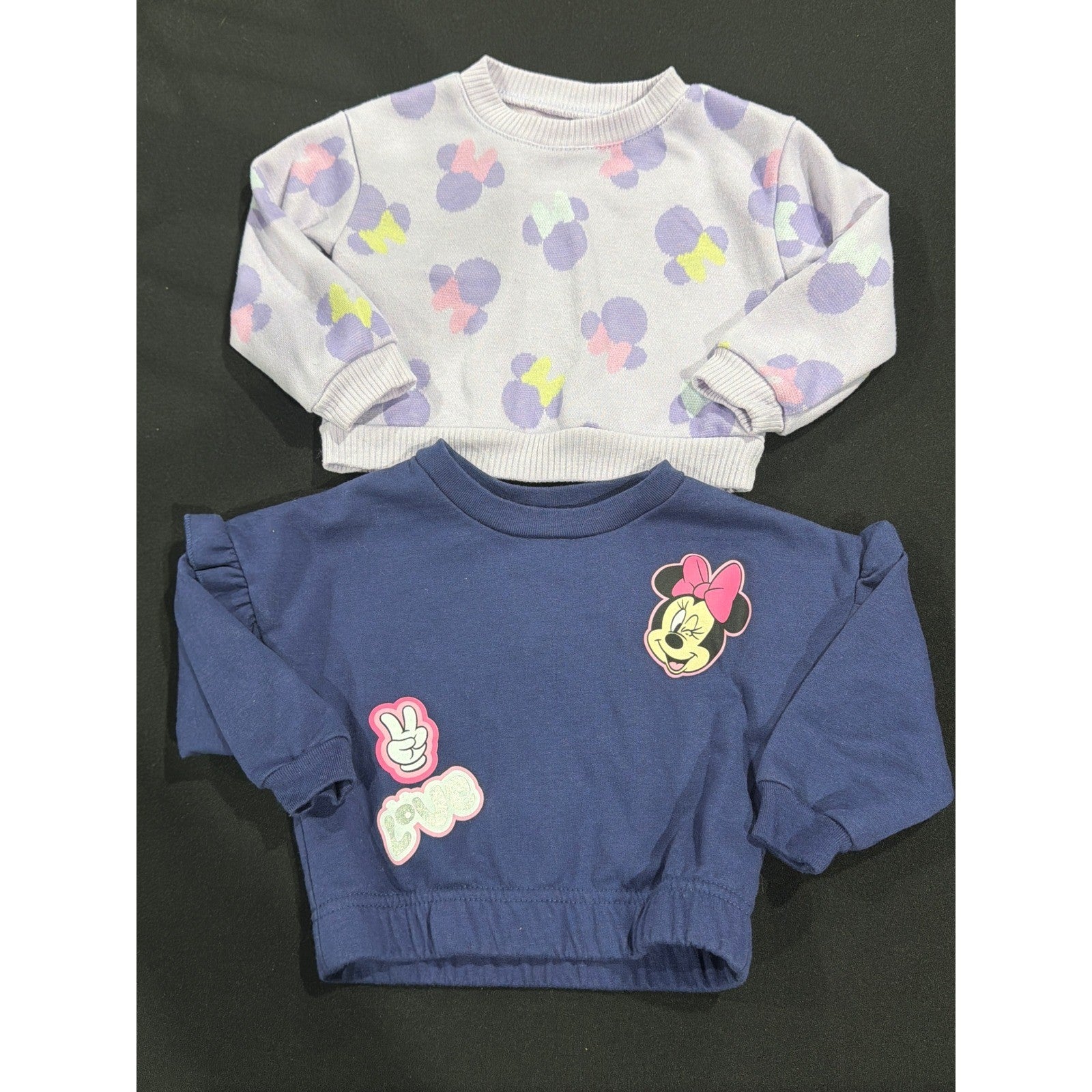 Disney Minnie Mouse Sweatshirt Bundle Girls 18M Purple Blue Ruffle Disneycore0