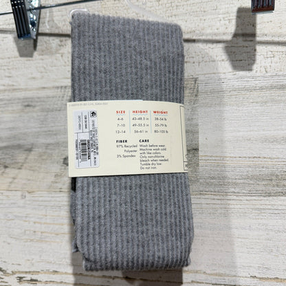 Cat & Jack Footless Tights Girls 12-14 Gray Ribbed Lettuce Trim Basics NWT2
