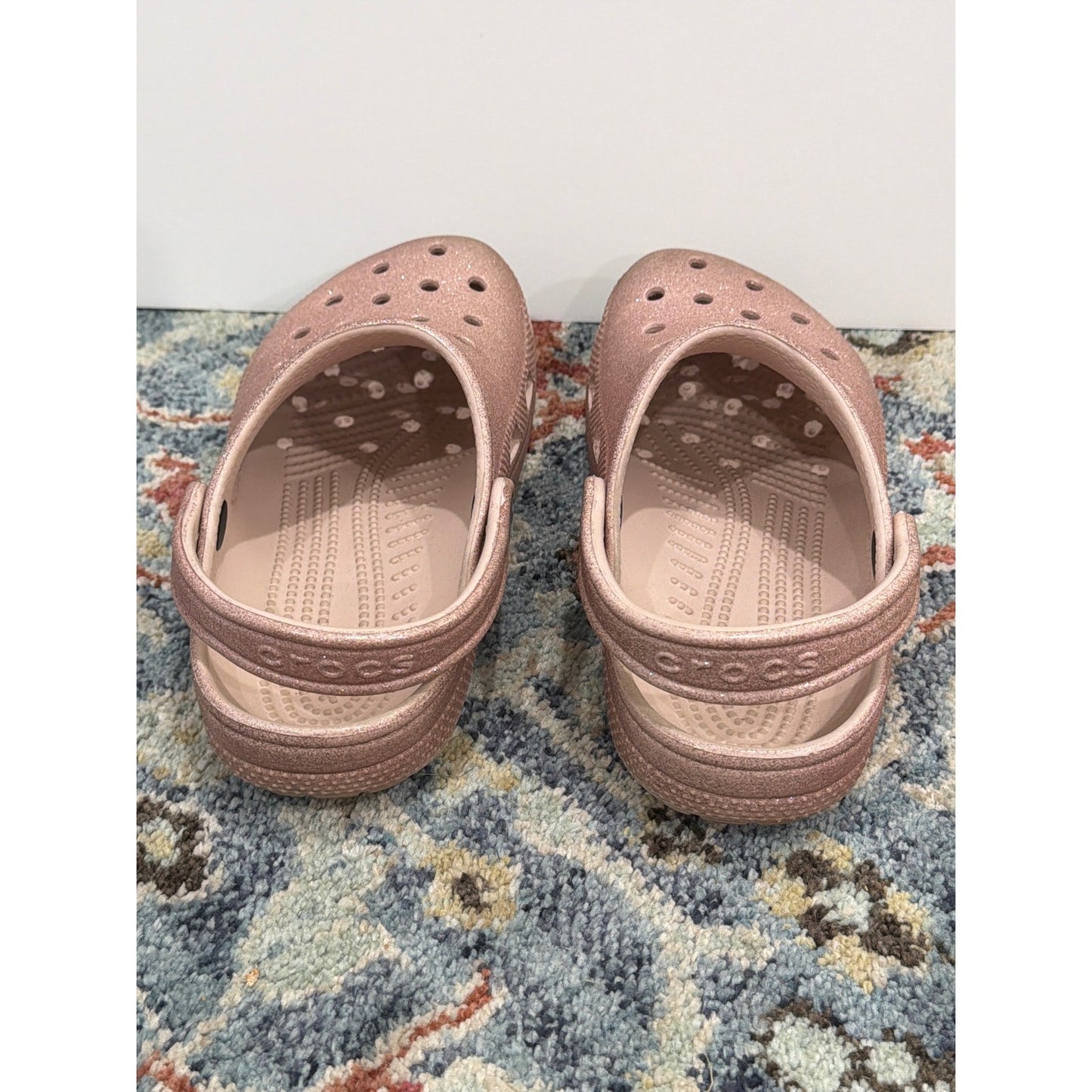 Crocs Classic Clog Girls 4 Rose Gold Glitter Sparkle Comfort3