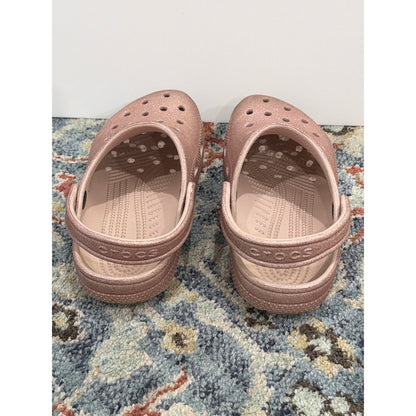 Crocs Classic Clog Girls 4 Rose Gold Glitter Sparkle Comfort3