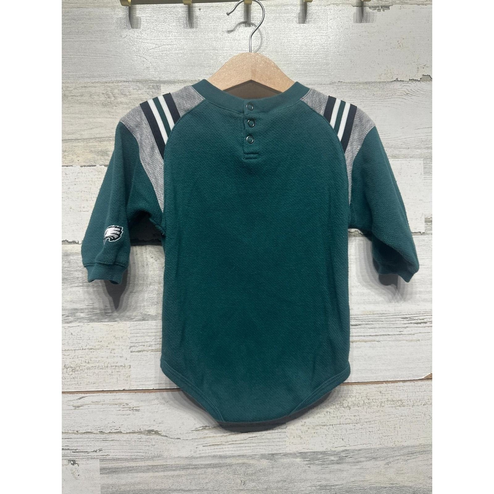NFL Philadelphia Eagles Bodysuit Kids 18m Green Waffle Knit Long Sleeve EUC2