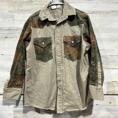 Rasco FR Work Shirt Men's Small Tan Camo Western Pearl Snap0