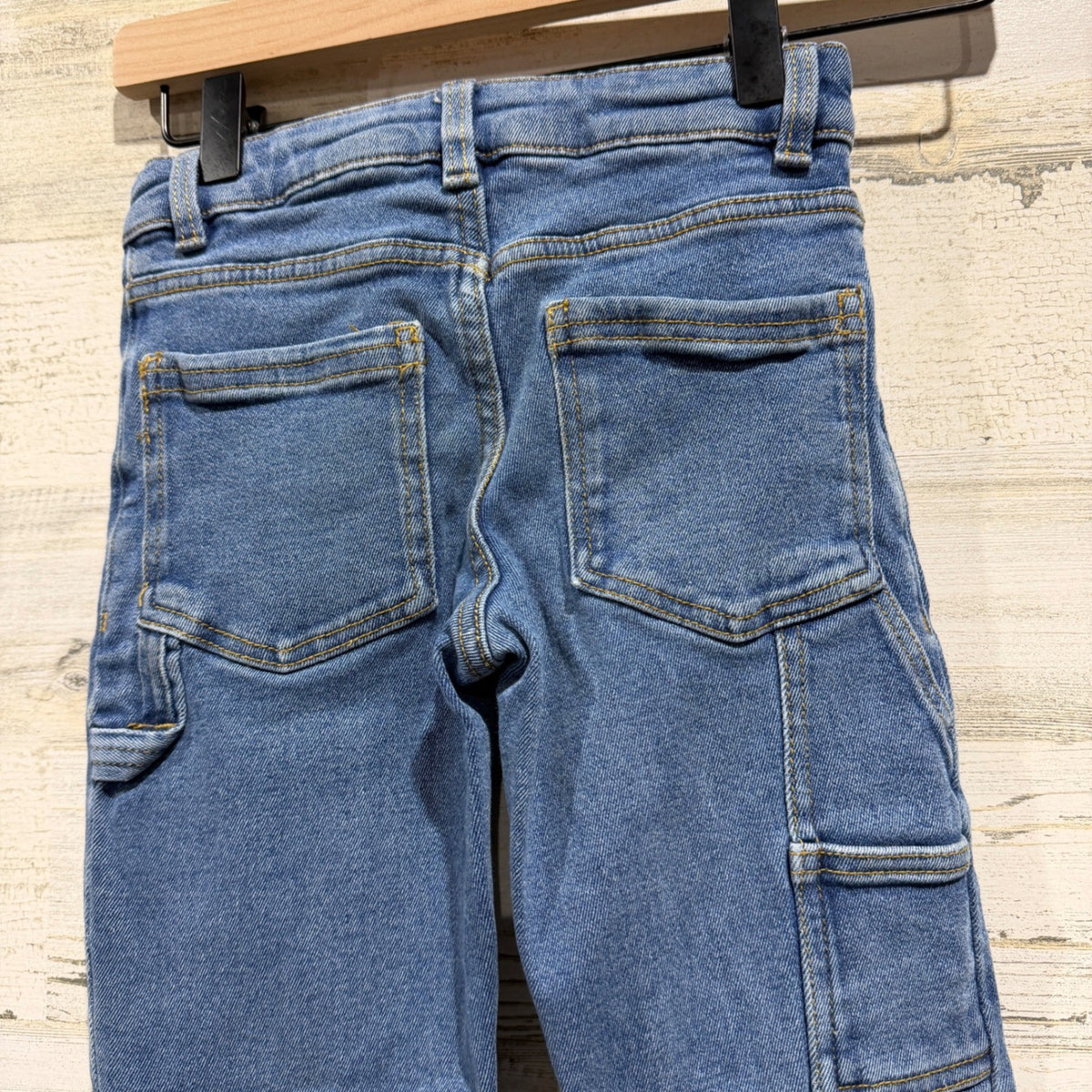 Joe Fresh Carpenter Jeans Kids 6 Blue Cotton Stretch Denim Workwear Utility2