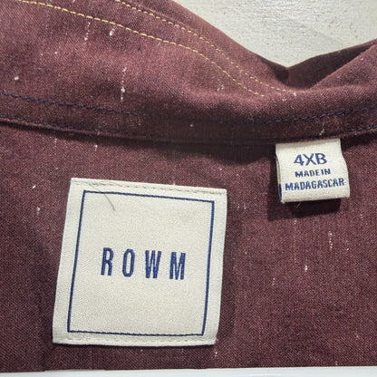 ROWM Big Man Button Down Shirt Mens 4XB Burgundy Speckled Cotton Casual NWT2