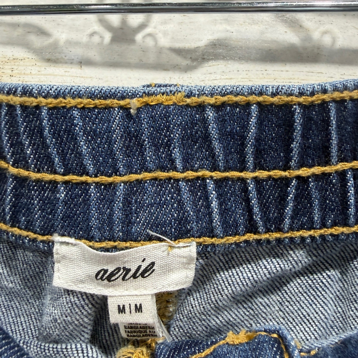 Aerie Distressed Denim Shorts Women M Blue Cotton Blend Boho Summer NWT4