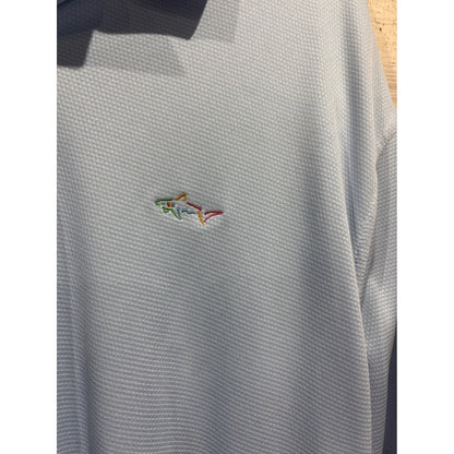 Greg Norman Polo Shirt Mens XXL Light Blue Performance Golfcore Preppy1