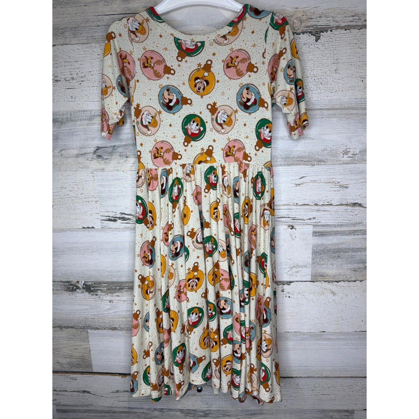 Millie + Roo Dress Girls 3/4 Cream Disney Christmas Bamboo Disneycore EUC1