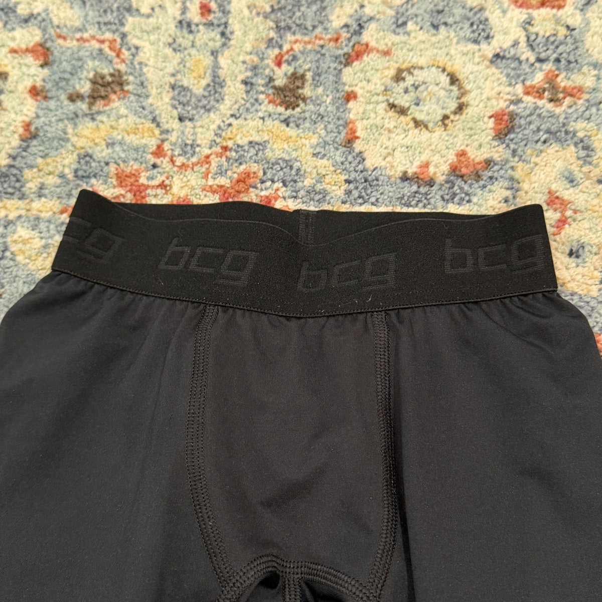 BCG Compression Tights Boys Small 8 Black 3/4 Length Athletic Sport EUC1