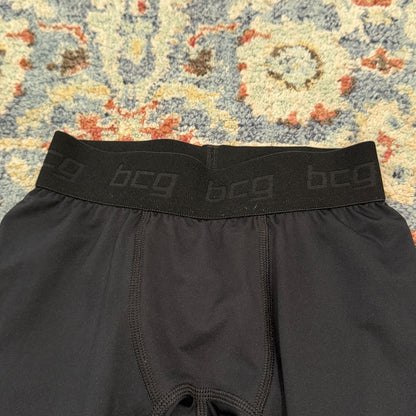 BCG Compression Tights Boys Small 8 Black 3/4 Length Athletic Sport EUC1