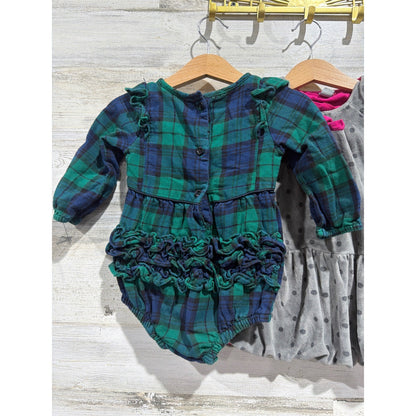 Ruffle Butts Petit Lem Baby Girls 12M Plaid Polka Dot Bundle EUC2