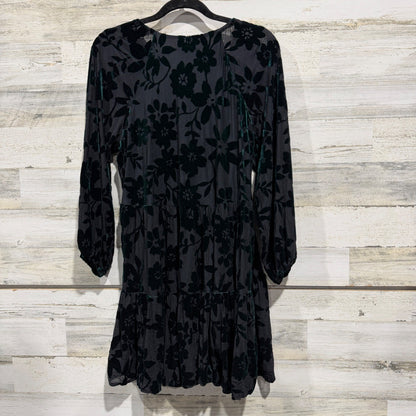 Taylor Floral Velvet Burnout Dress Women 16 Black Green Tiered Whimsigoth4