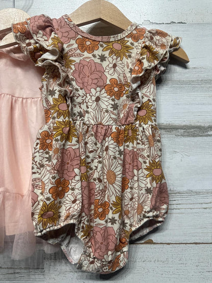 Baby Dress Romper Bundle Girls 3-6M Pink Floral Ruffle Tutu EUC1