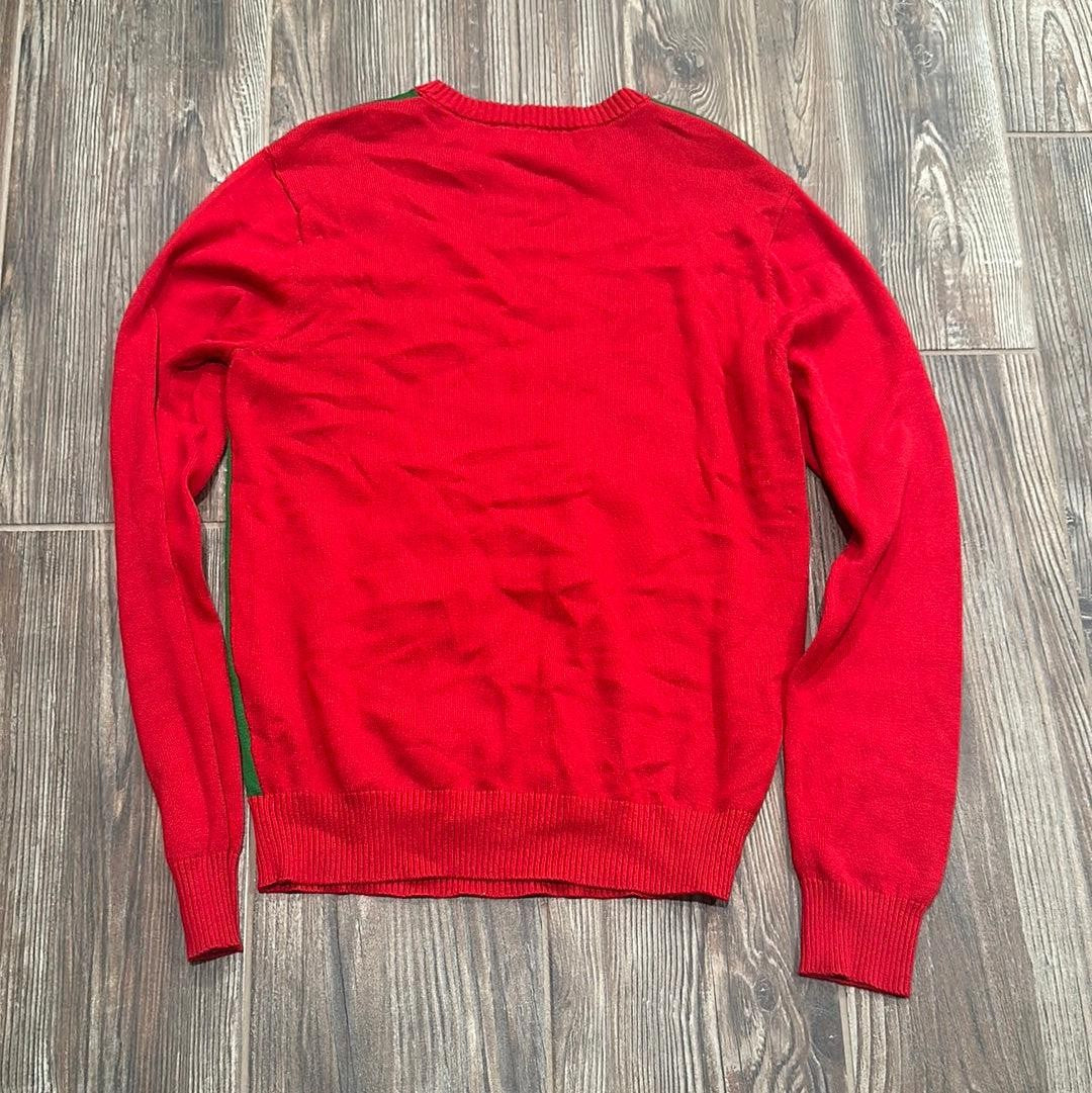 Carbon Ugly Christmas Sweater Men Size S Green Red Gingerbread Man EUC2