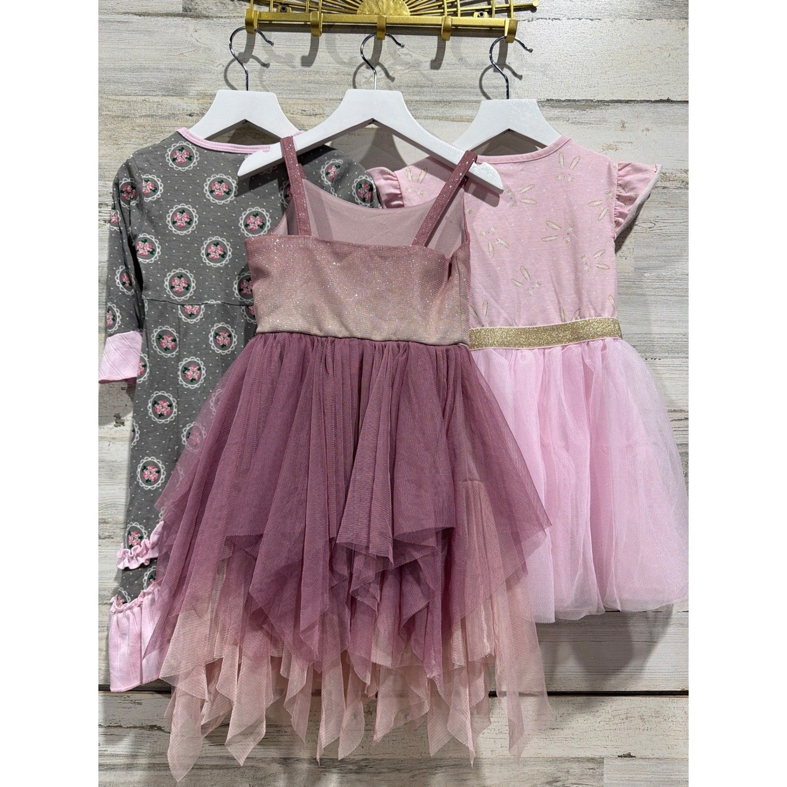 Lilli Lovebird Btween Cat & Jack Dress Bundle Girls 4 Pink Grey Floral Tulle EUC5
