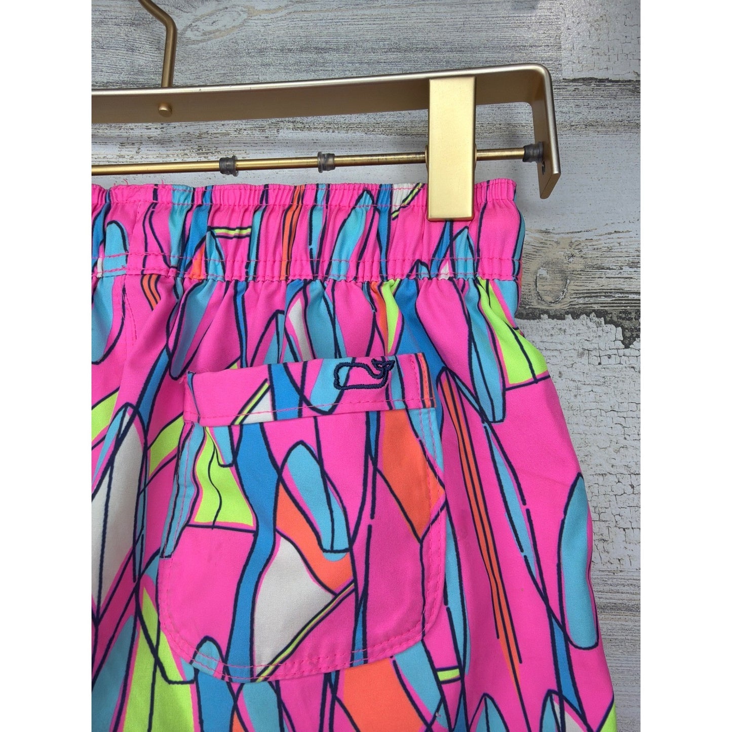 Vineyard Vines Swim Trunks Boys Small Pink Surfboard Performance Preppy2