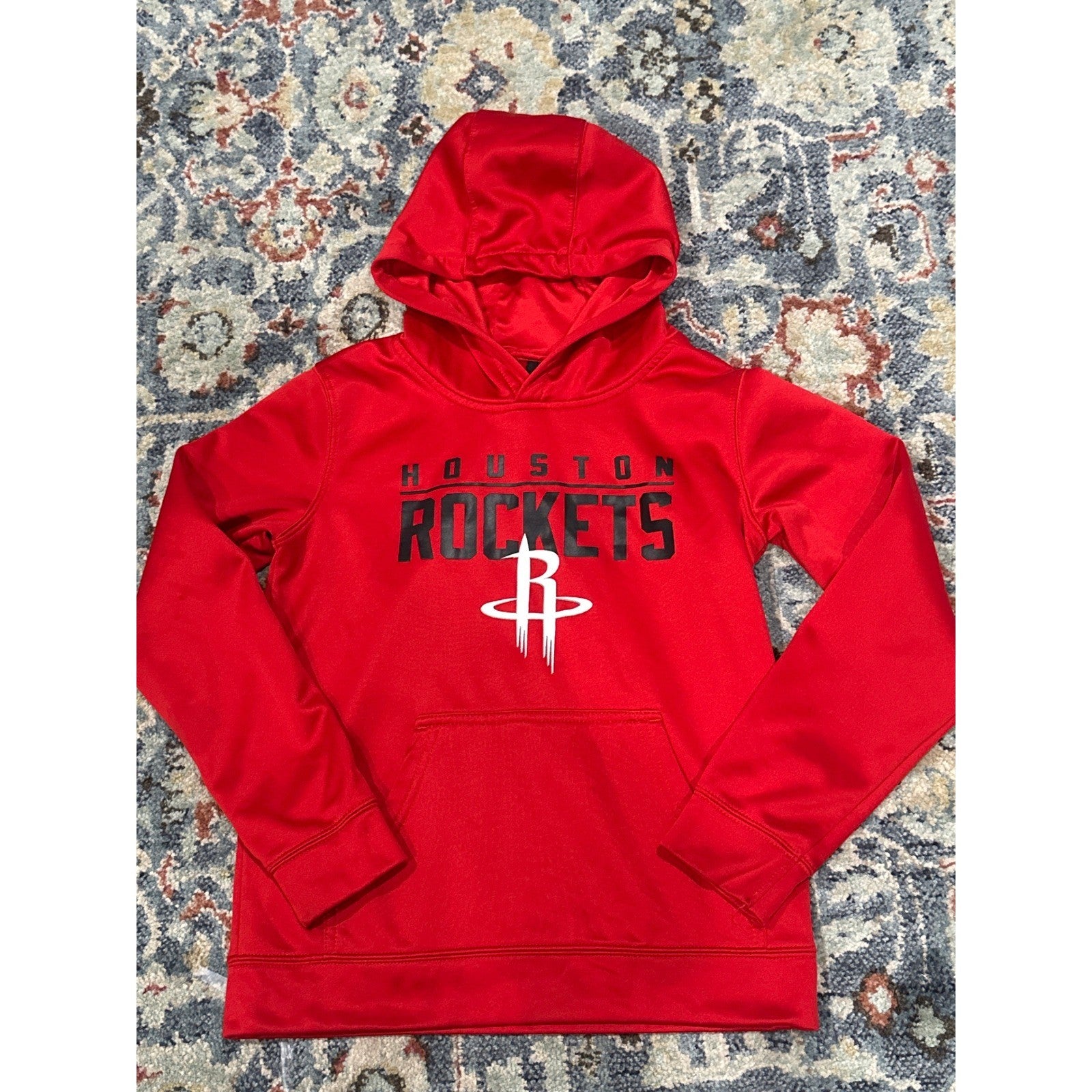 NBA Houston Rockets Hoodie Boys Youth Medium 10-12 Red Graphic Pullover EUC0