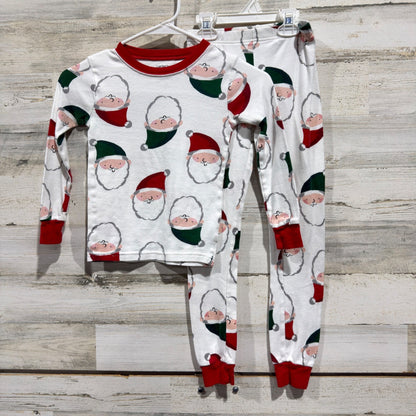 Carters Santa Claus Pajama Set Kids Size 7 White Cotton Holiday Festive EUC0