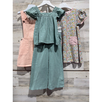 Shrimp & Grits Cupcakes & Cashmere Copper Key Girls 5/6 Green Peach Floral0