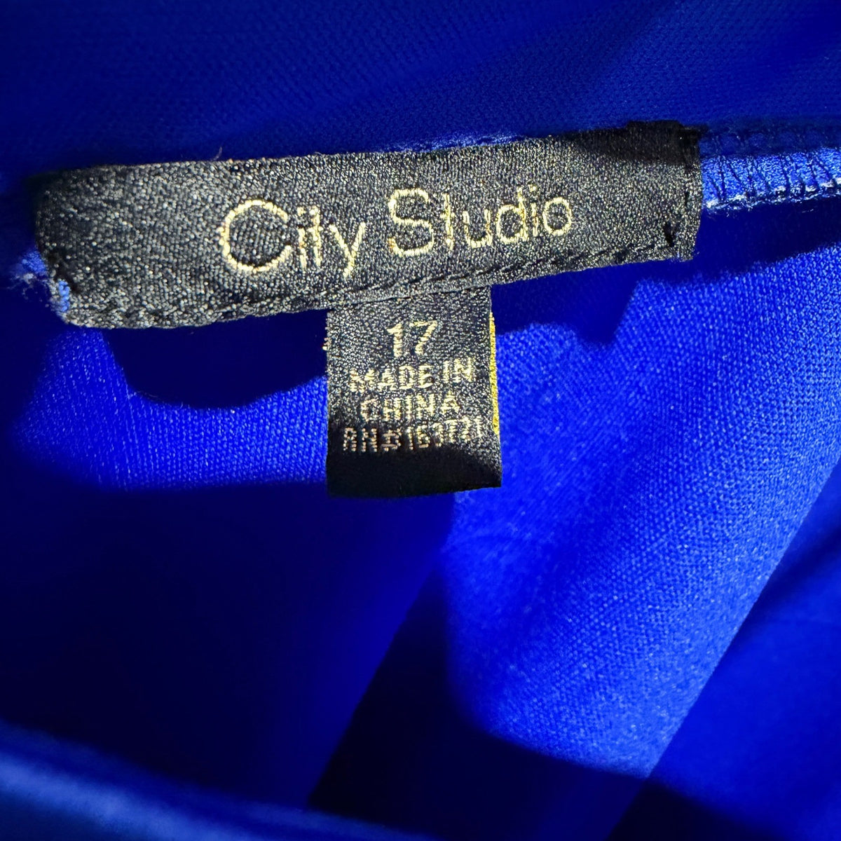City Studio Lace Up Back Fit & Flare Dress Women 17 Royal Blue Satin Flawed*6