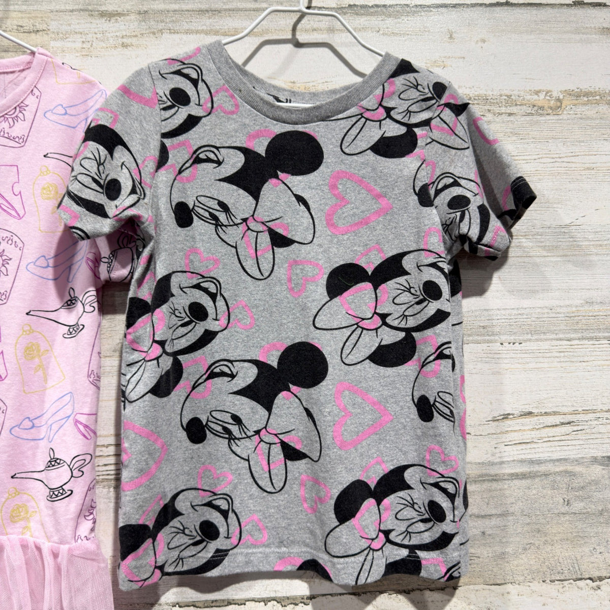 Disney Princess Minnie Mouse T-Shirt Bundle Girls 6 Pink Purple Grey Cotton EUC2