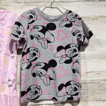 Disney Princess Minnie Mouse T-Shirt Bundle Girls 6 Pink Purple Grey Cotton EUC2