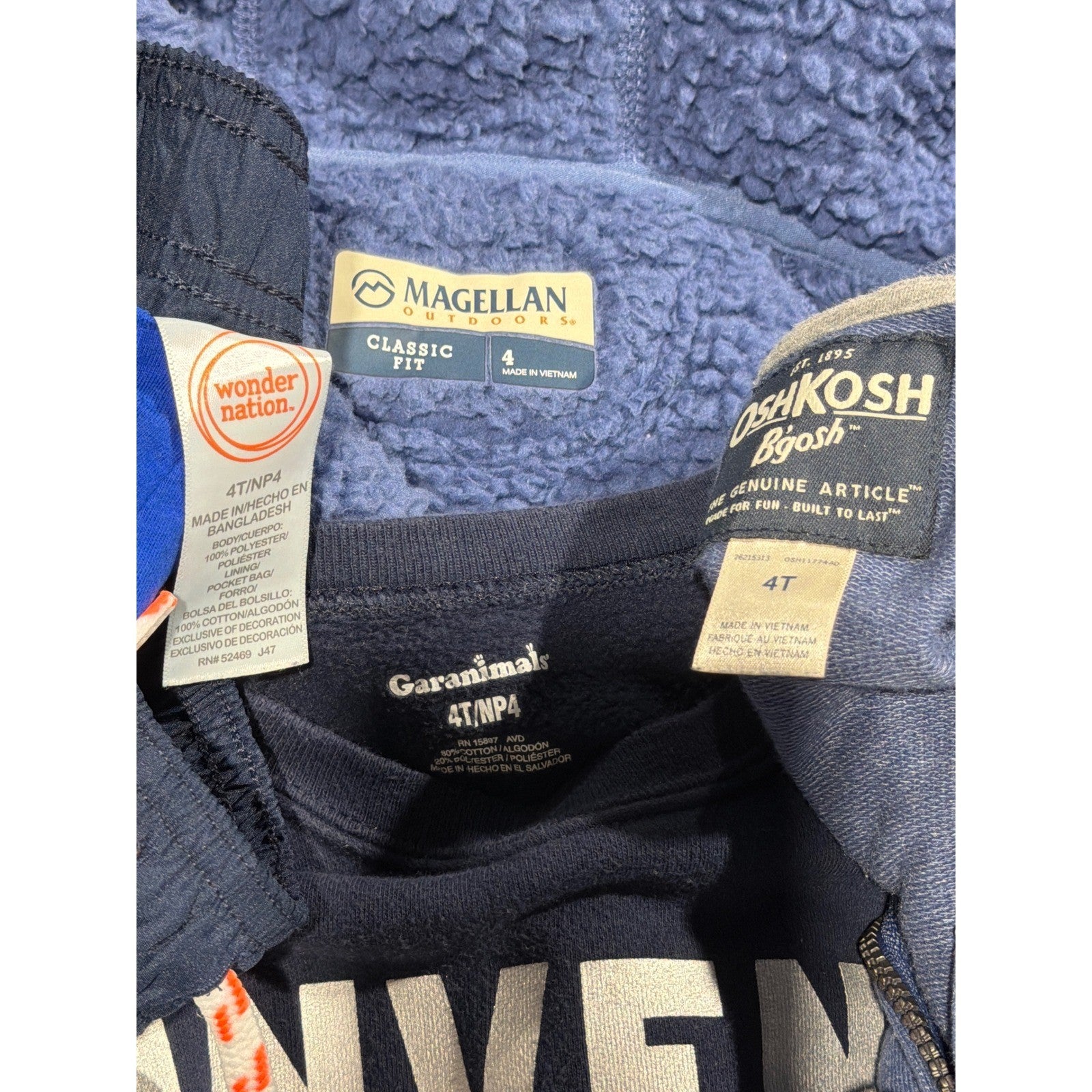 Magellan OshKosh Boys 4T Blue 4pc Bundle Fleece Long Sleeve Jacket Joggers Lot6
