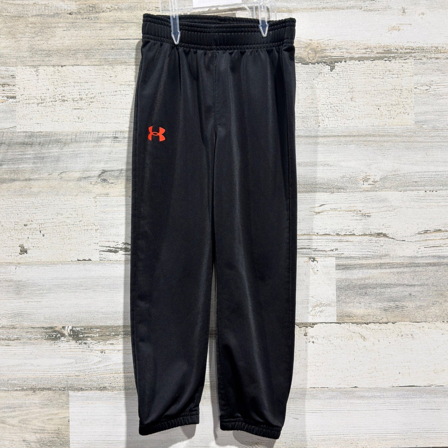 Under Armour Pants Boys 4 Black Orange Logo Athletic Sporty EUC0