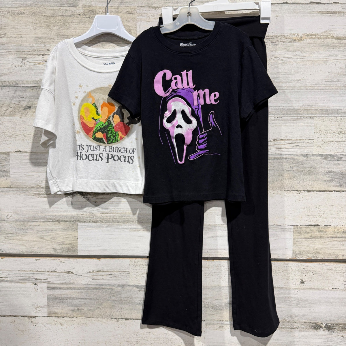Old Navy Disney Ghost Face Halloween Bundle Girls L 10-12 Black White Cotton0