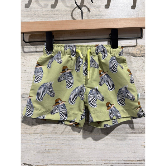 Posh Peanut Swim Trunks Boys 6-12 Months Green Zebra Safari Beachwear Resort0