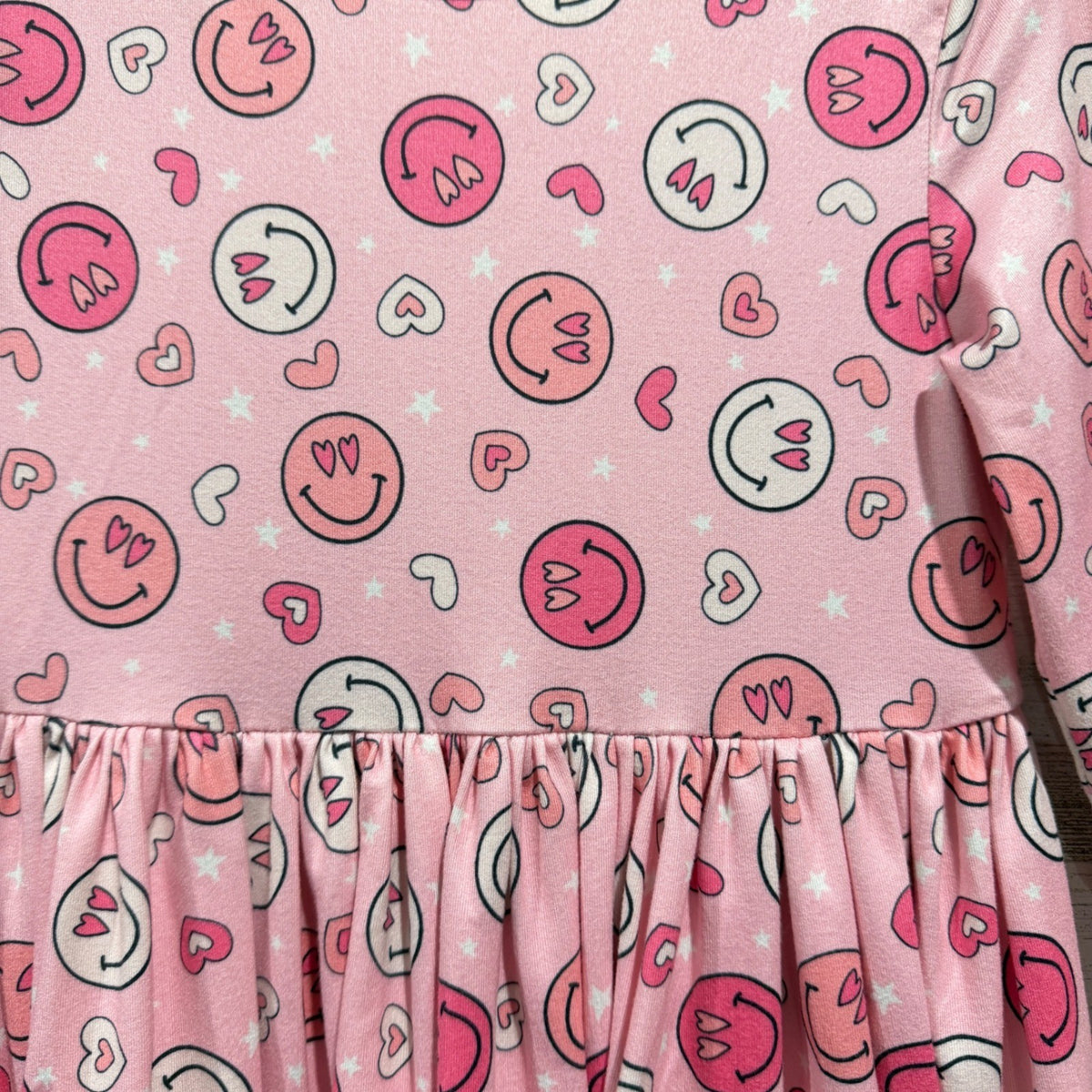 Mila & Rose Dress Girls 4T Pink Smiley Face Heart Pockets Twirl Girly EUC1