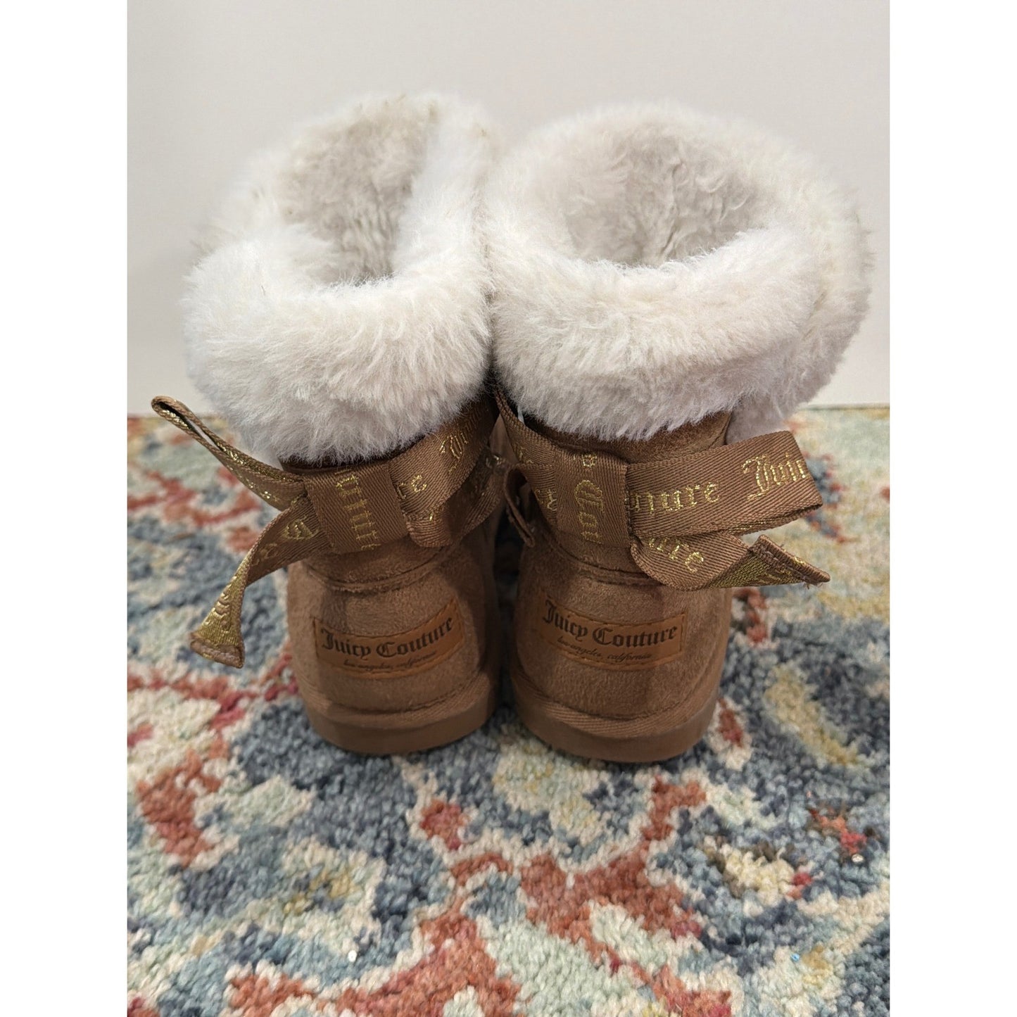 Juicy Couture Boots Girls 8 Toddler Brown Faux Fur Suede McBling *Flawed3