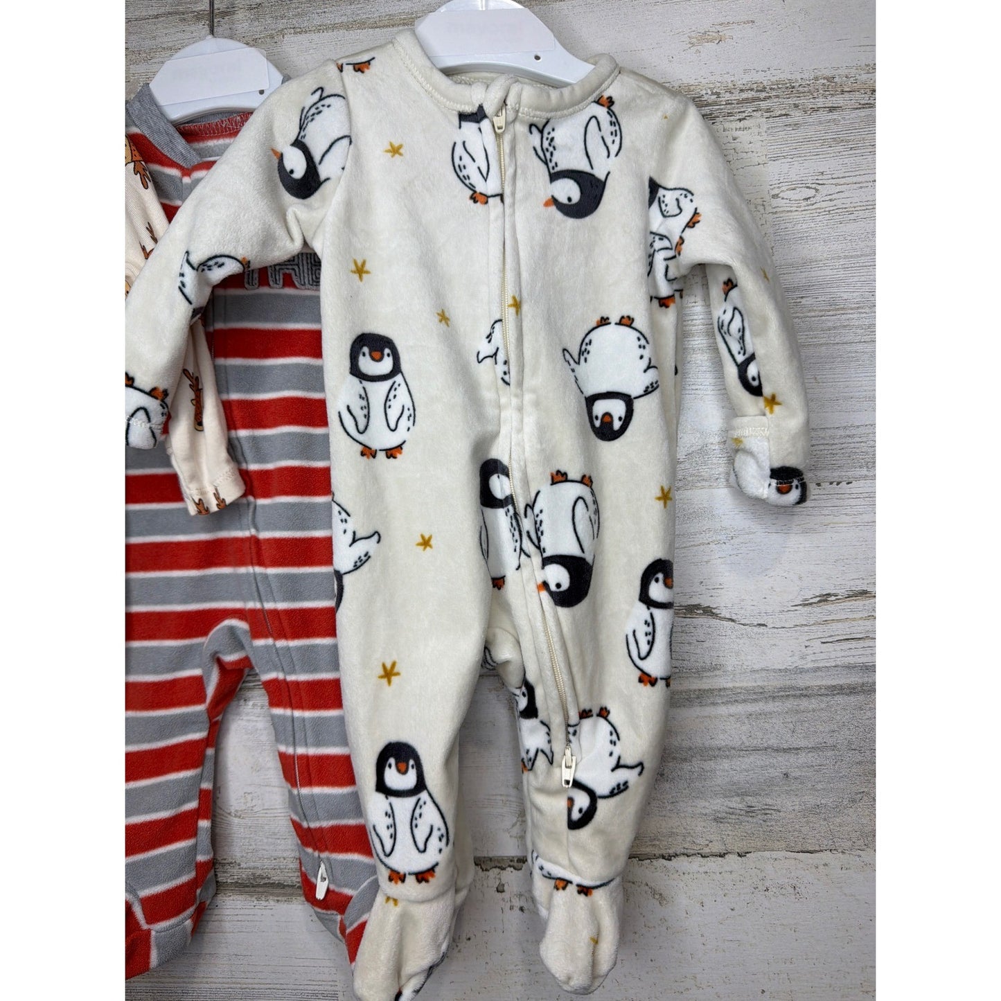 Old Navy Child of Mine Sleepers Boys 0-3M Multi Reindeer Penguin Brother EUC3