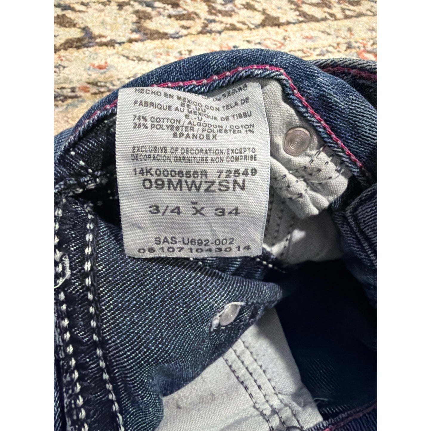 Wrangler Q-Baby Jeans Women 3/4x34 Blue Bootcut Ultimate Riding EUC4
