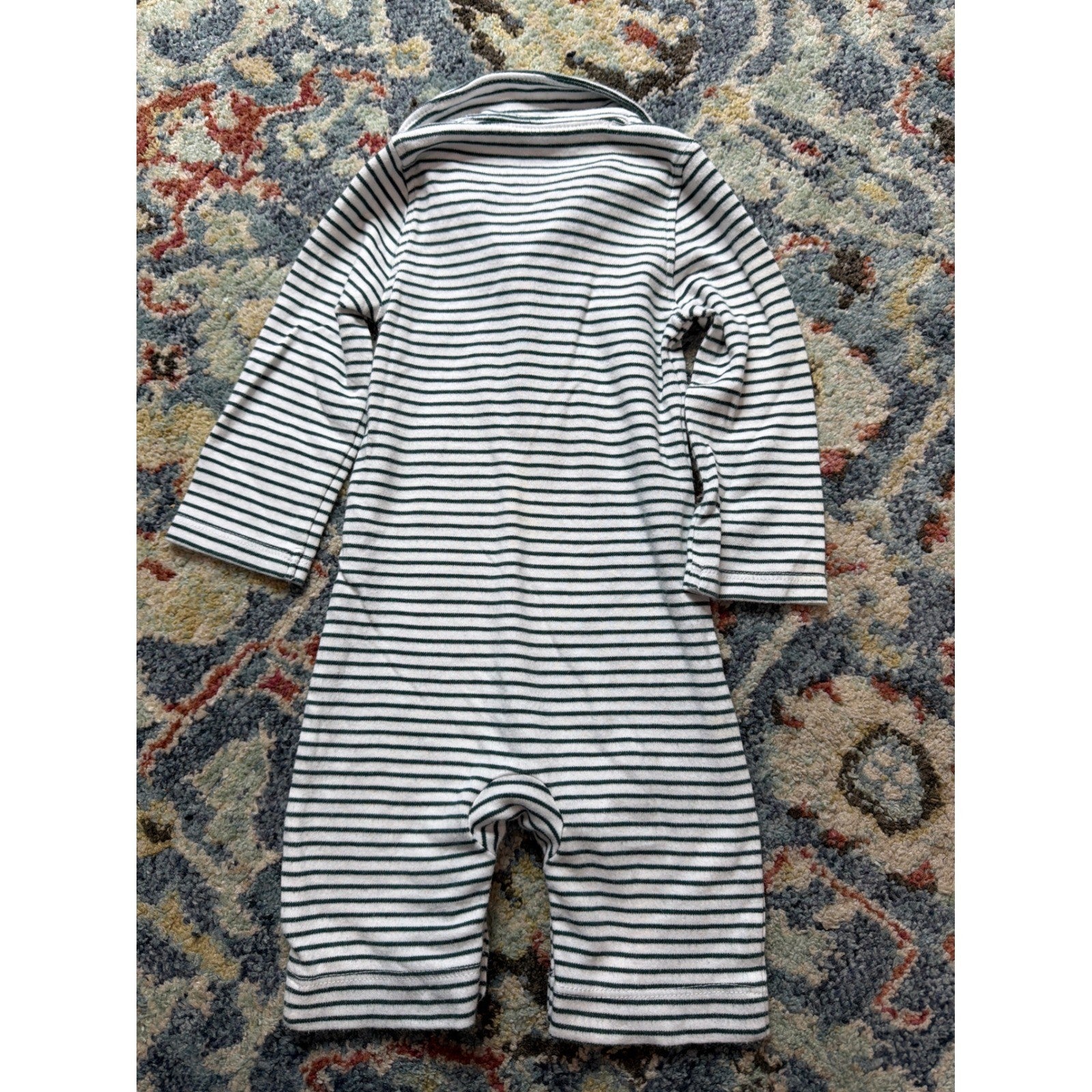Vineyard Vines Romper Boys 0-3M Blue White Striped Pima Cotton Preppy2