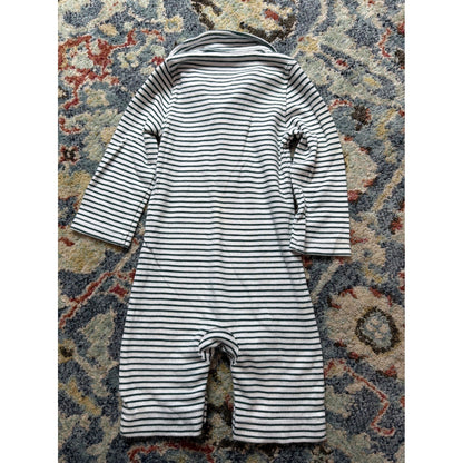 Vineyard Vines Romper Boys 0-3M Blue White Striped Pima Cotton Preppy2