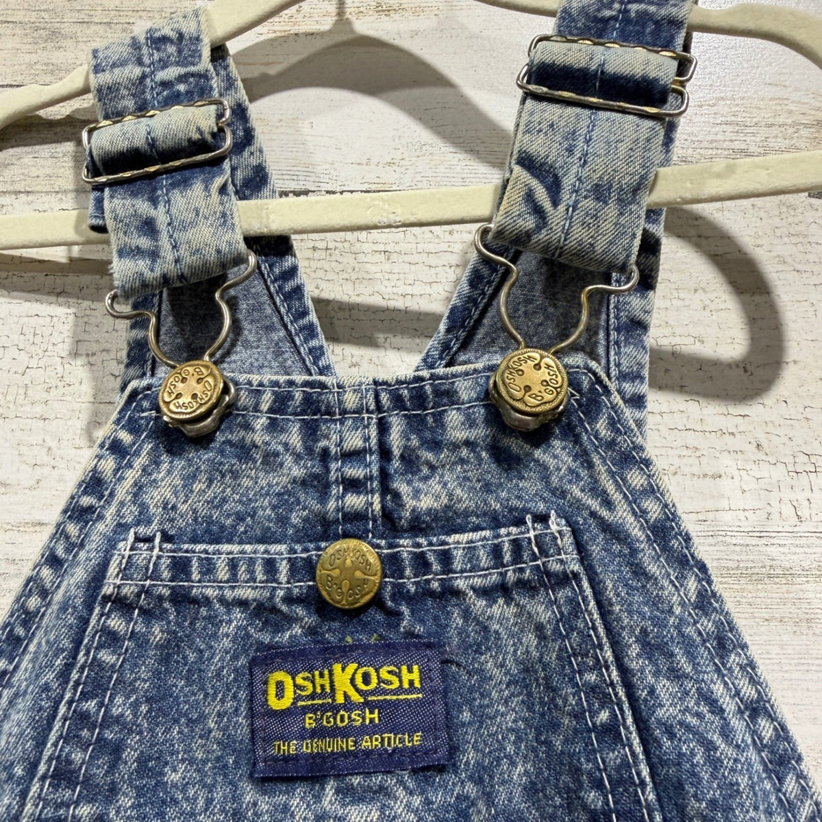 Vintage OshKosh B'gosh Vestbak Shortalls Kids 3T Blue Acid Wash Denim1