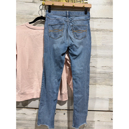 Roxy Abercrombie Kids Outfit Set 12/14 Pink Blue Graphic Distressed Boho EUC6