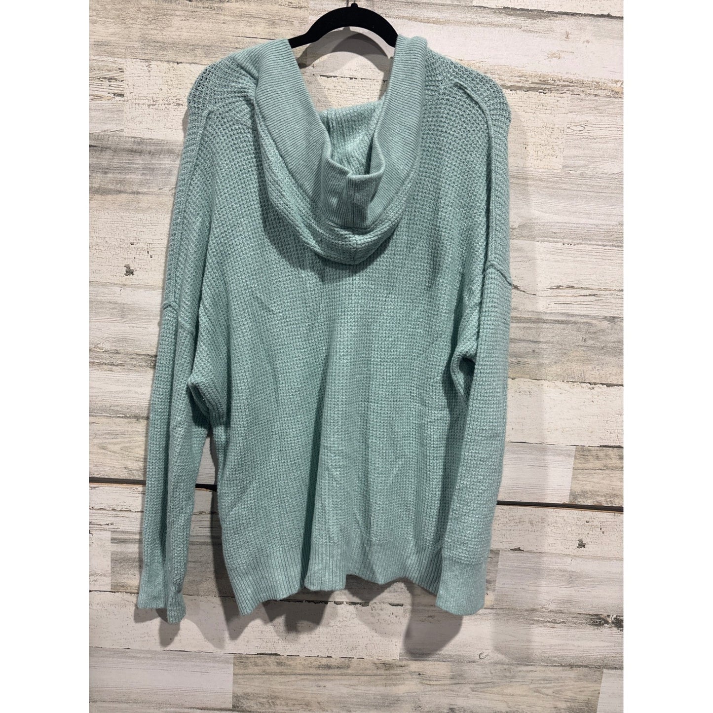 Aerie Knitted Sweater Women Medium Green V-Neck Oversized Coastal Boho EUC2