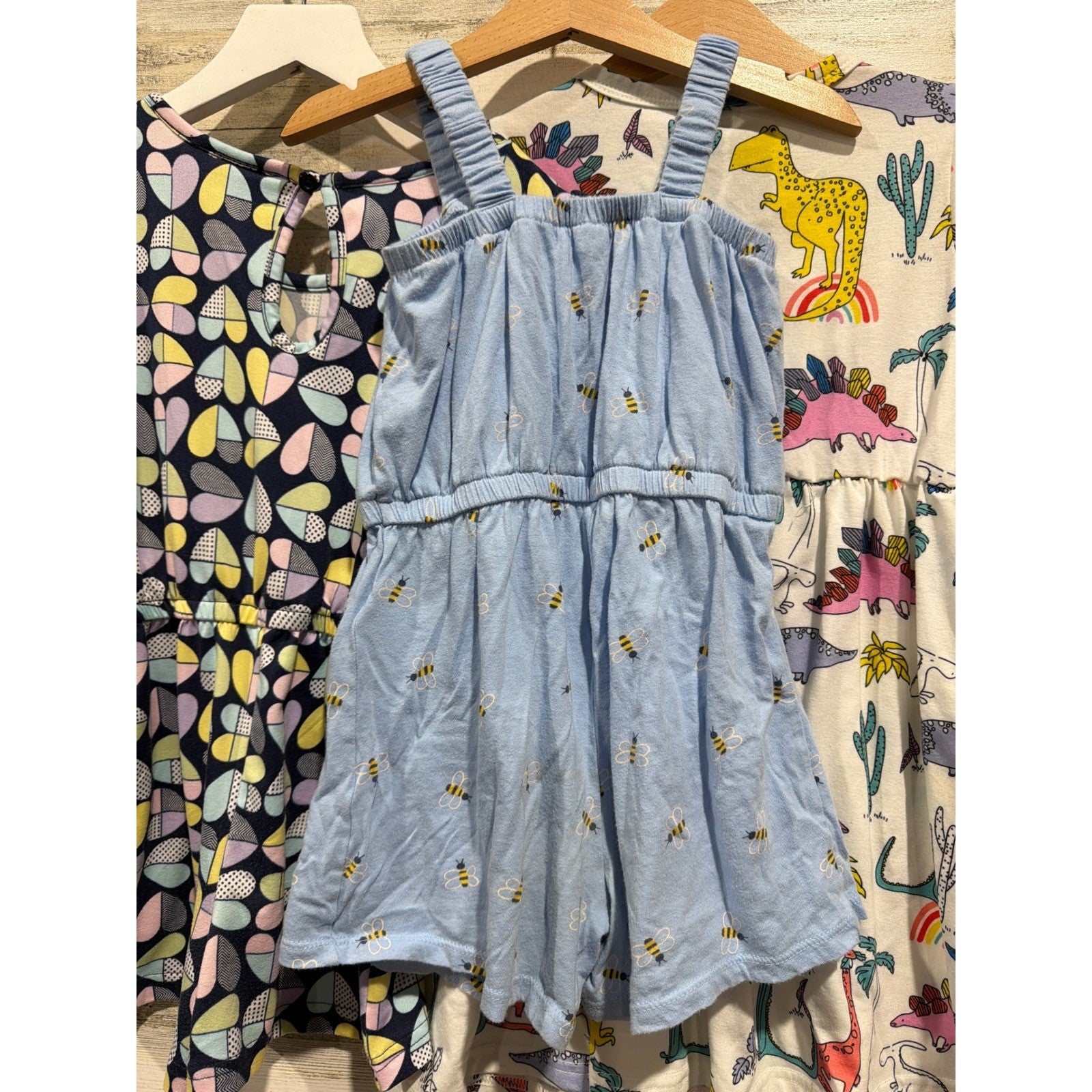 Old Navy SHEIN Picapino Dress Romper Lot Girls 5T Blue White Heart Bee5