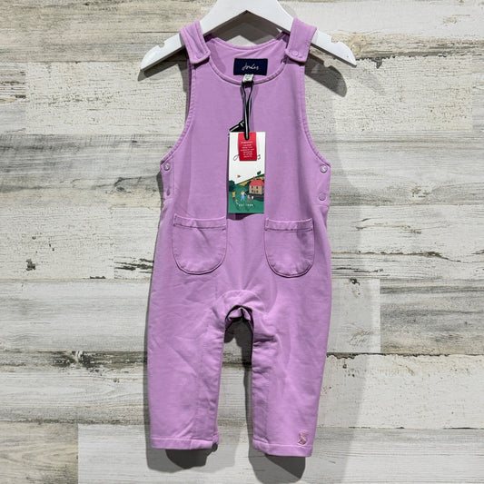 Joules Maybridge Overalls Girls 6-9M Mauve Mist Cotton Knit Romper NWT0